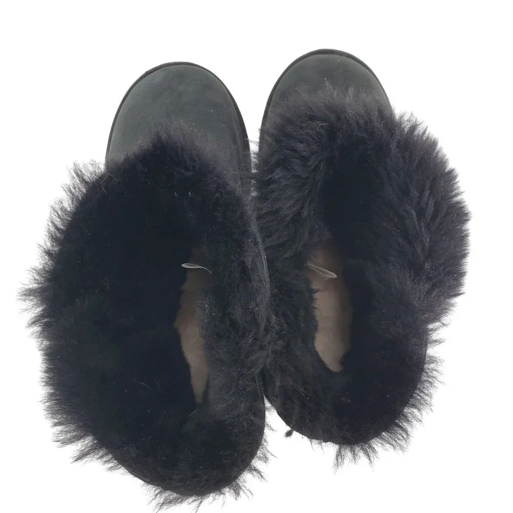 Kirkland 8 Real Fur Short Boots Womens Shearling Suede Shoe Winter Snow Outdoor